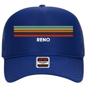 Reno Nevada Nv Us Cities Of America Retro Gift High Crown Mesh Back Trucker Hat