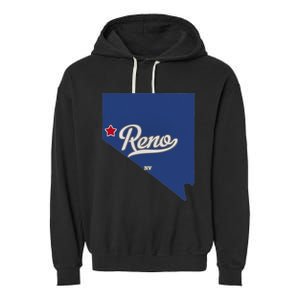 Reno Nevada NV Map Garment-Dyed Fleece Hoodie