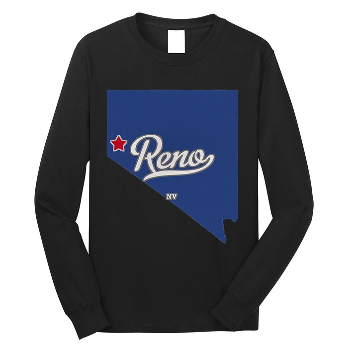 Reno Nevada NV Map Long Sleeve Shirt