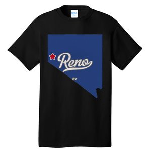 Reno Nevada NV Map Tall T-Shirt