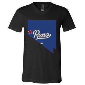 Reno Nevada NV Map V-Neck T-Shirt