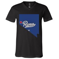 Reno Nevada NV Map V-Neck T-Shirt