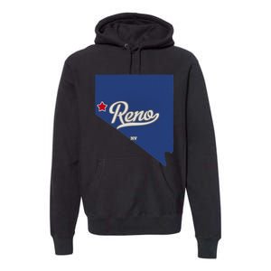 Reno Nevada NV Map Premium Hoodie