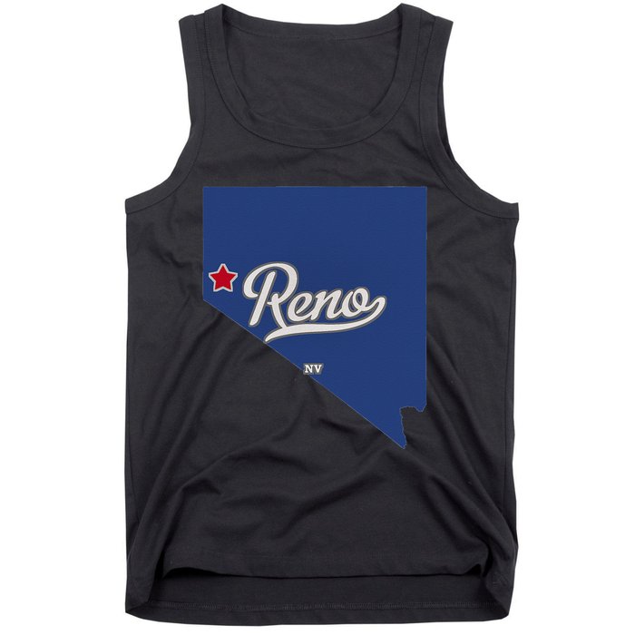 Reno Nevada NV Map Tank Top