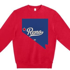 Reno Nevada NV Map Premium Crewneck Sweatshirt