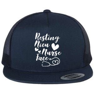 Resting Nicu Nurse Face Icu Nursing Gift Flat Bill Trucker Hat