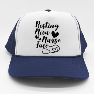 Resting Nicu Nurse Face Icu Nursing Gift Trucker Hat