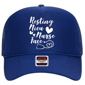 Resting Nicu Nurse Face Icu Nursing Gift High Crown Mesh Back Trucker Hat