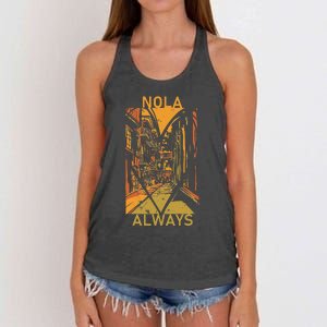 Remember Nola Never Forget New Orleans Always Support Strong Women's Knotted Racerback Tank