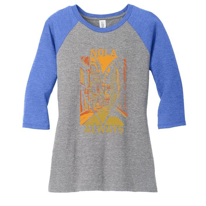 Remember Nola Never Forget New Orleans Always Support Strong Women's Tri-Blend 3/4-Sleeve Raglan Shirt