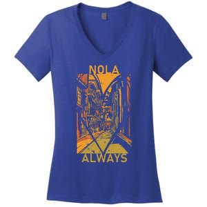 Remember Nola Never Forget New Orleans Always Support Strong Women's V-Neck T-Shirt