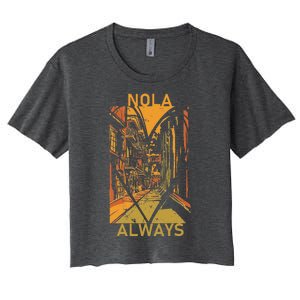 Remember Nola Never Forget New Orleans Always Support Strong Women's Crop Top Tee