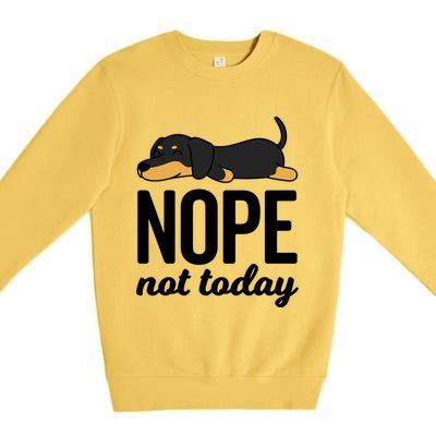 Retro Nope Not Today Funny Lazy Dachshund Wiener Dog Lover Gift Premium Crewneck Sweatshirt