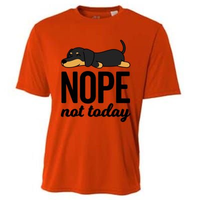 Retro Nope Not Today Funny Lazy Dachshund Wiener Dog Lover Gift Cooling Performance Crew T-Shirt