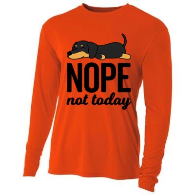 Retro Nope Not Today Funny Lazy Dachshund Wiener Dog Lover Gift Cooling Performance Long Sleeve Crew