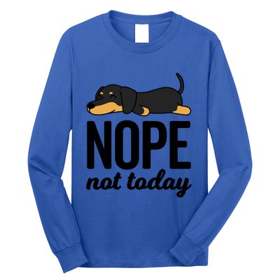 Retro Nope Not Today Funny Lazy Dachshund Wiener Dog Lover Gift Long Sleeve Shirt