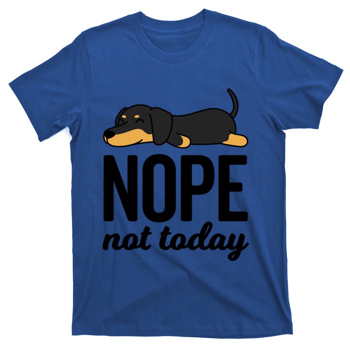 Retro Nope Not Today Funny Lazy Dachshund Wiener Dog Lover Gift T-Shirt