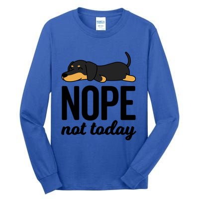 Retro Nope Not Today Funny Lazy Dachshund Wiener Dog Lover Gift Tall Long Sleeve T-Shirt