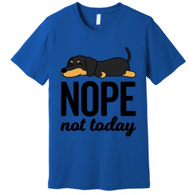 Retro Nope Not Today Funny Lazy Dachshund Wiener Dog Lover Gift Premium T-Shirt