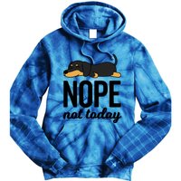 Retro Nope Not Today Funny Lazy Dachshund Wiener Dog Lover Gift Tie Dye Hoodie