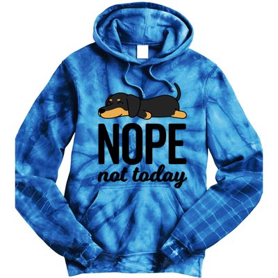 Retro Nope Not Today Funny Lazy Dachshund Wiener Dog Lover Gift Tie Dye Hoodie