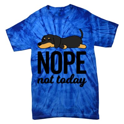 Retro Nope Not Today Funny Lazy Dachshund Wiener Dog Lover Gift Tie-Dye T-Shirt