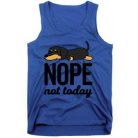 Retro Nope Not Today Funny Lazy Dachshund Wiener Dog Lover Gift Tank Top