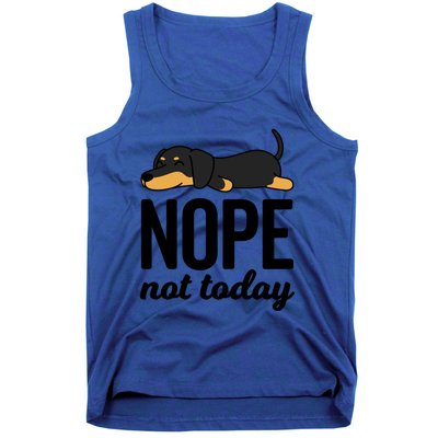 Retro Nope Not Today Funny Lazy Dachshund Wiener Dog Lover Gift Tank Top