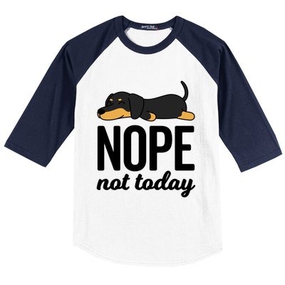 Retro Nope Not Today Funny Lazy Dachshund Wiener Dog Lover Gift Baseball Sleeve Shirt