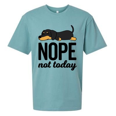 Retro Nope Not Today Funny Lazy Dachshund Wiener Dog Lover Gift Sueded Cloud Jersey T-Shirt