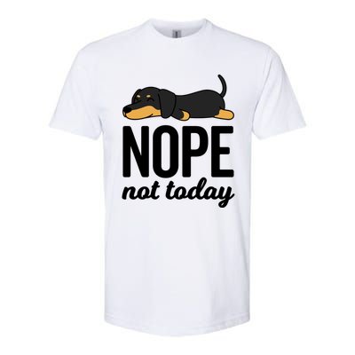 Retro Nope Not Today Funny Lazy Dachshund Wiener Dog Lover Gift Softstyle CVC T-Shirt