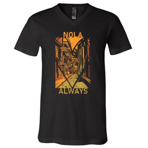 Remember Nola Never Forget New Orleans Always Support Strong V-Neck T-Shirt