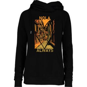 Remember Nola Never Forget New Orleans Always Support Strong Womens Funnel Neck Pullover Hood