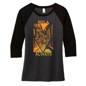 Remember Nola Never Forget New Orleans Always Support Strong Women's Tri-Blend 3/4-Sleeve Raglan Shirt