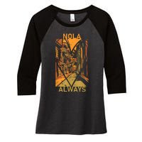 Remember Nola Never Forget New Orleans Always Support Strong Women's Tri-Blend 3/4-Sleeve Raglan Shirt