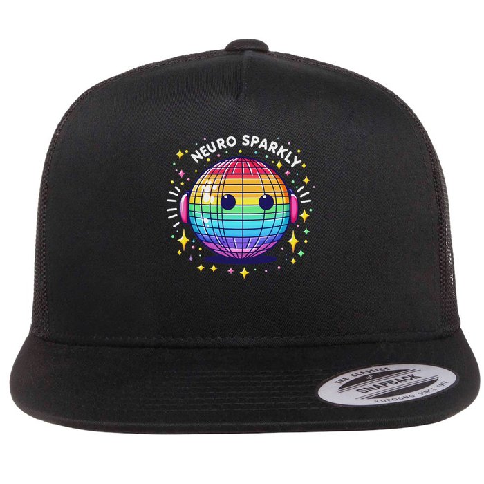 Retro Neurodivergent Neurosparkly Autism Spectrum Adhd Flat Bill Trucker Hat