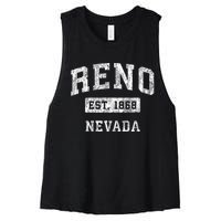 Reno Nevada Nv Vintage Established Sports Women's Racerback Cropped Tank