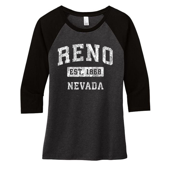 Reno Nevada Nv Vintage Established Sports Women's Tri-Blend 3/4-Sleeve Raglan Shirt