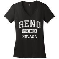 Reno Nevada Nv Vintage Established Sports Women's V-Neck T-Shirt