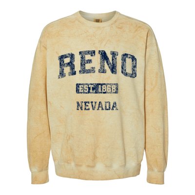 Reno Nevada Nv Vintage Athletic Sports Design Colorblast Crewneck Sweatshirt