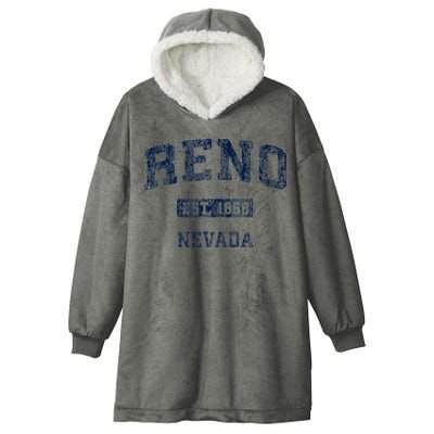 Reno Nevada Nv Vintage Athletic Sports Design Hooded Wearable Blanket