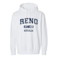 Reno Nevada Nv Vintage Athletic Sports Design Garment-Dyed Fleece Hoodie