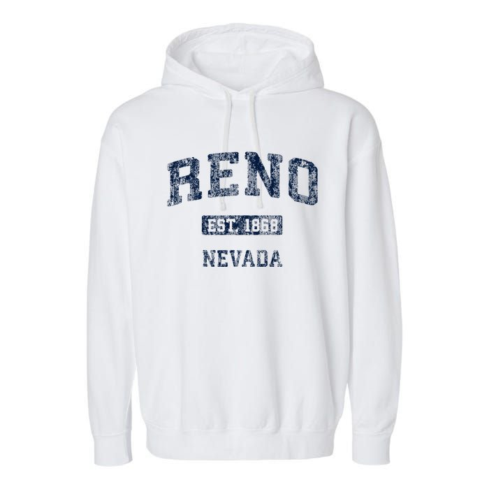 Reno Nevada Nv Vintage Athletic Sports Design Garment-Dyed Fleece Hoodie