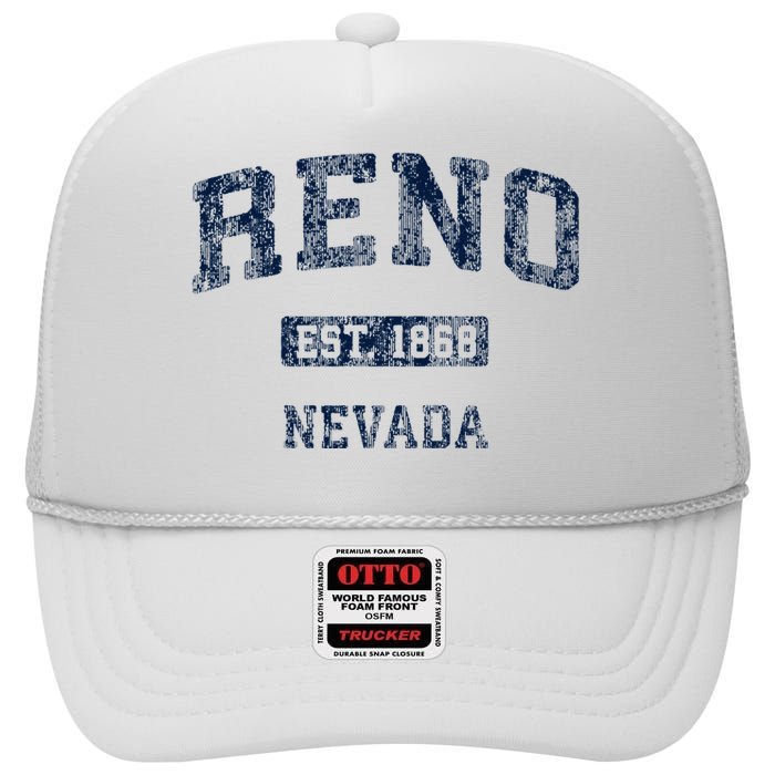 Reno Nevada Nv Vintage Athletic Sports Design High Crown Mesh Back Trucker Hat