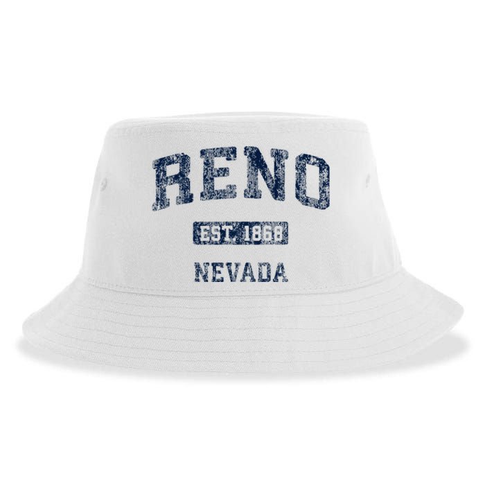 Reno Nevada Nv Vintage Athletic Sports Design Sustainable Bucket Hat