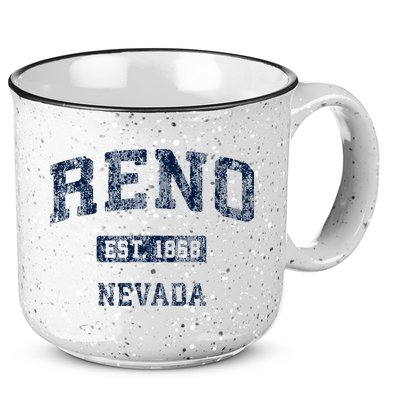 Reno Nevada Nv Vintage Athletic Sports Design 15oz Campfire Ceramic Mug