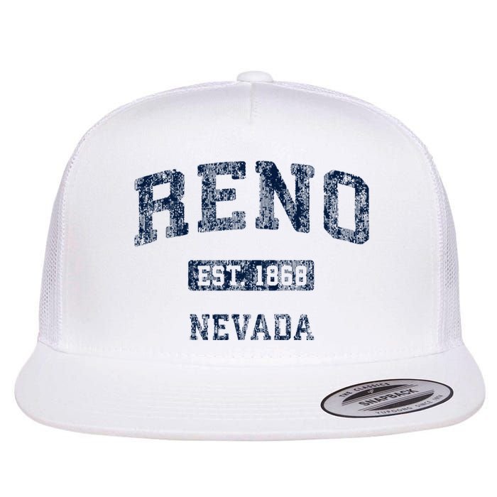 Reno Nevada Nv Vintage Athletic Sports Design Flat Bill Trucker Hat