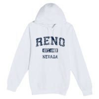 Reno Nevada Nv Vintage Athletic Sports Design Premium Pullover Hoodie