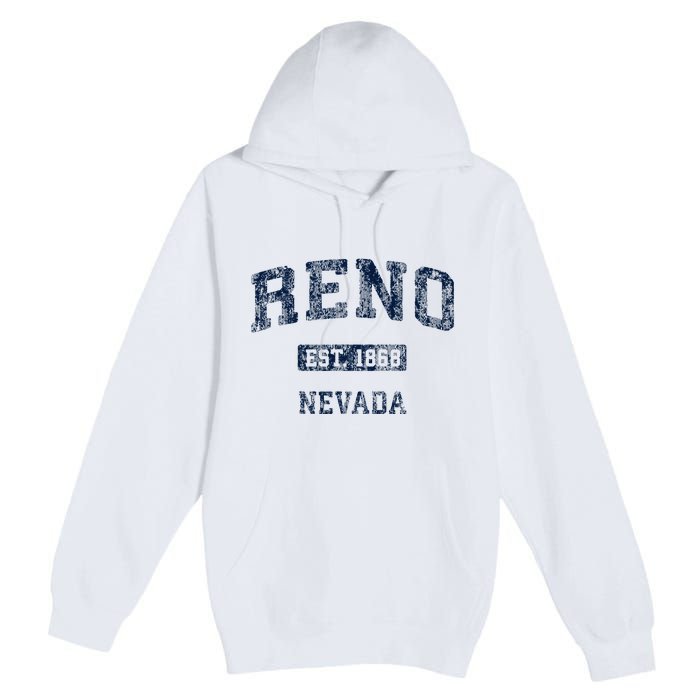 Reno Nevada Nv Vintage Athletic Sports Design Premium Pullover Hoodie