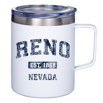 Reno Nevada Nv Vintage Athletic Sports Design 12oz Stainless Steel Coffee Mug
